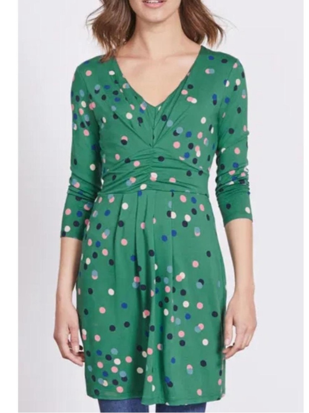Boden Green Dot Melora Polka-Dot Wrap Dress Size 4 - Picture 2 of 9